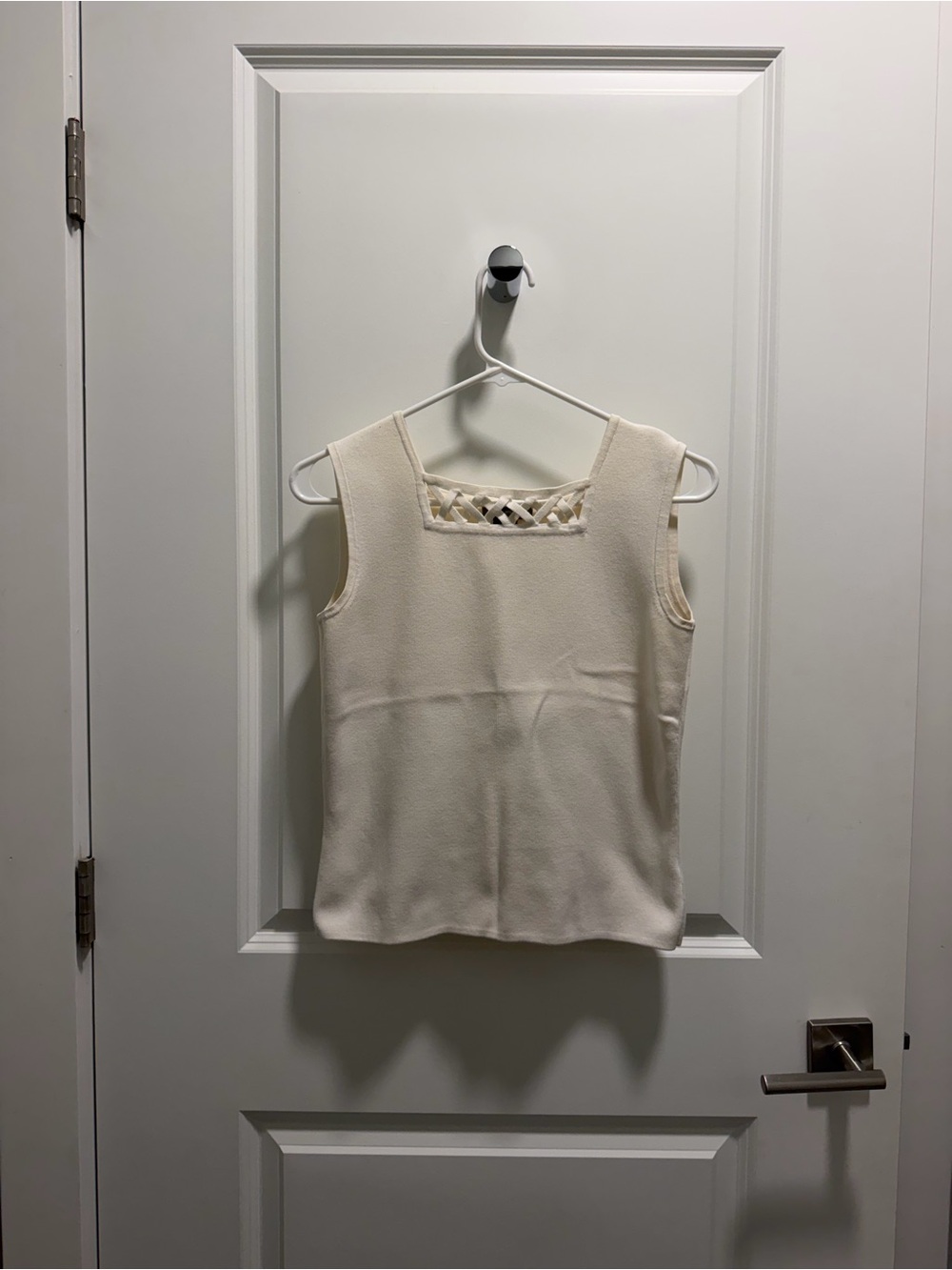 Designers Originals Cream Sleeveless Top with Lattice front
